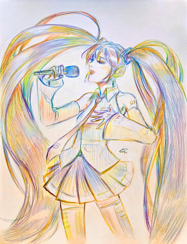 Rainbow Pencil commission on 8.5x11" bristol