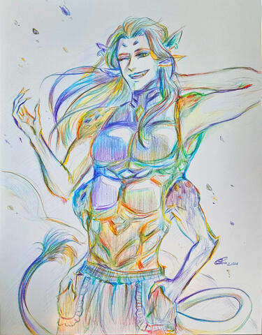Rainbow Pencil commission on 8.5x11&quot; bristol
